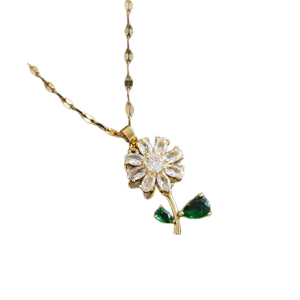 Cubic Zirconia Daisy Necklace and Earrings Set with Micro-Pave Luxury