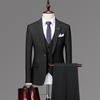 Men's Slim Fit Plaid Three-Piece Suit: Jacket, Vest, and Pants for Weddings or Banquets