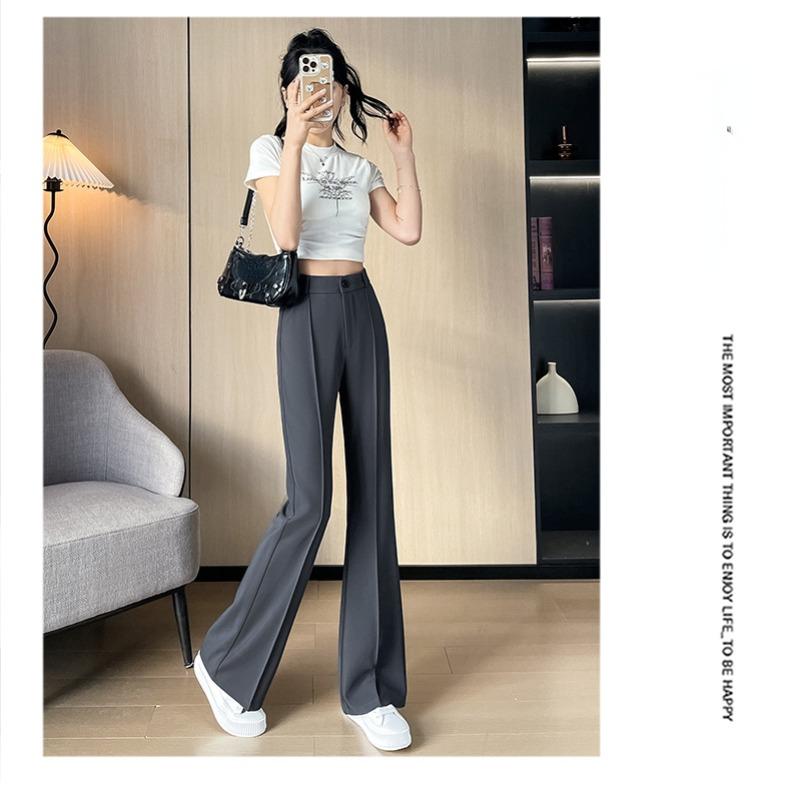 Pantaloni alla moda a vita alta dritti a gamba leggera per donna