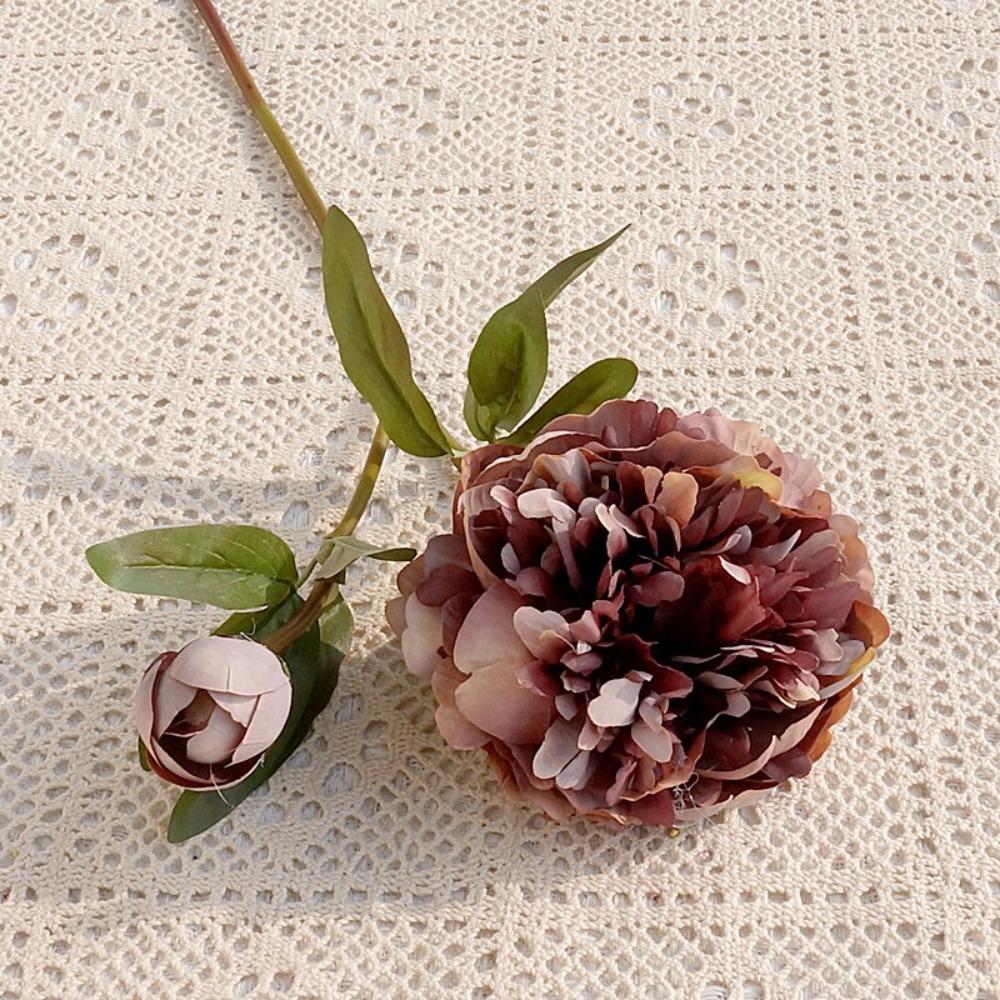 

2 Heads Artificial Peony Flowers Bouquet Handmade Fake Flowers Dining Table Decor темно-фиолетового
