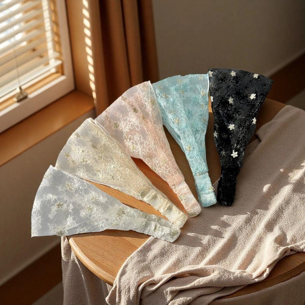 Floral Pattern Embroidered Headband Lace Elastic Headband Fashion Yoga Headband  Women's Use