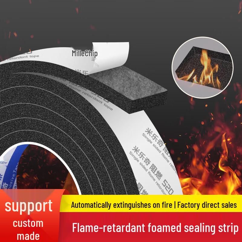 Miloqi 520 Flame Retardant Self-Adhesive EVA Foam Tape 5mm Thick, 2m Length (5-Roll Pack) чёрный