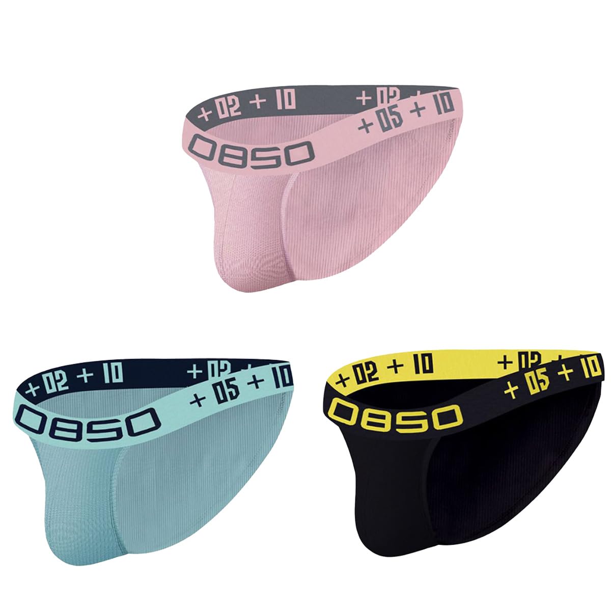 

MOMONGA Men s 3-Piece Brief Set, Men s Underwear, Briefs, Bikini Pants, High-Leg, Free-Lying, Ribbed Material, Fundoshi-Style, S1-119 (M, B)