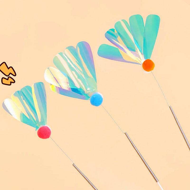 Cat Toys Feather Interactive Cat Toy Spring Stick Cats Toys with Bell Detachable Long Handle Cats Teaser Stick Toy Pet Supplies