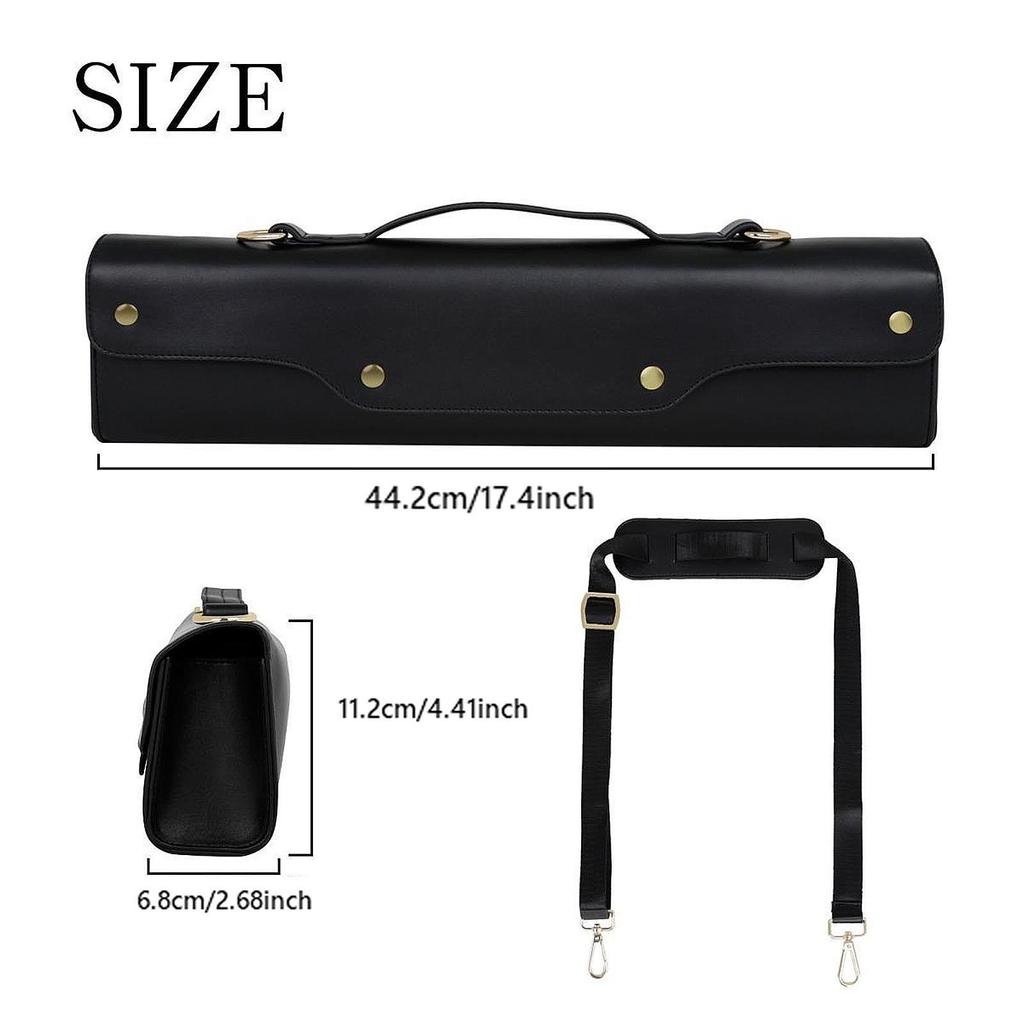 Flötentragetasche, Aufbewahrungskoffer für Blasinstrumente, PU-Leder, Stilvoll, Flöten-Organizer, Flötenschutzhülle Flötenaufbewahrungstasche