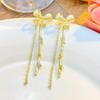 Luxury Flower Diamond Tassel Long Earrings: Elegant Alloy Leaf Design