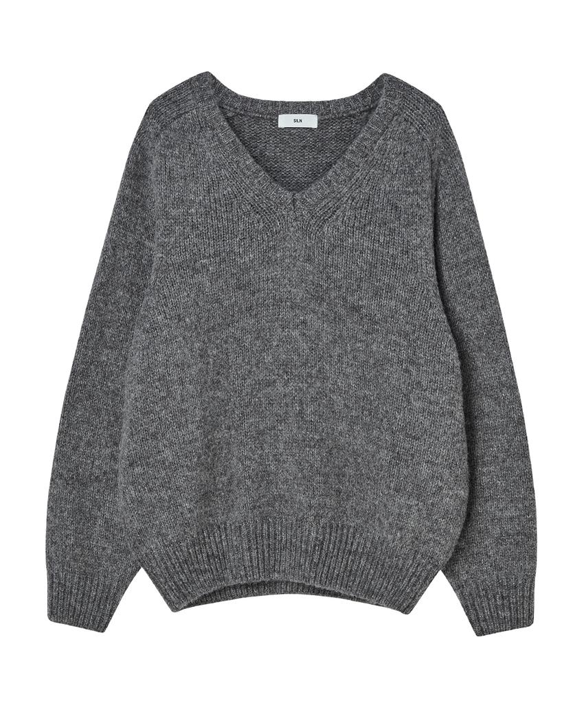 SILN Alpaca Blend Raglan V Neck Knit (Melange Grey)
