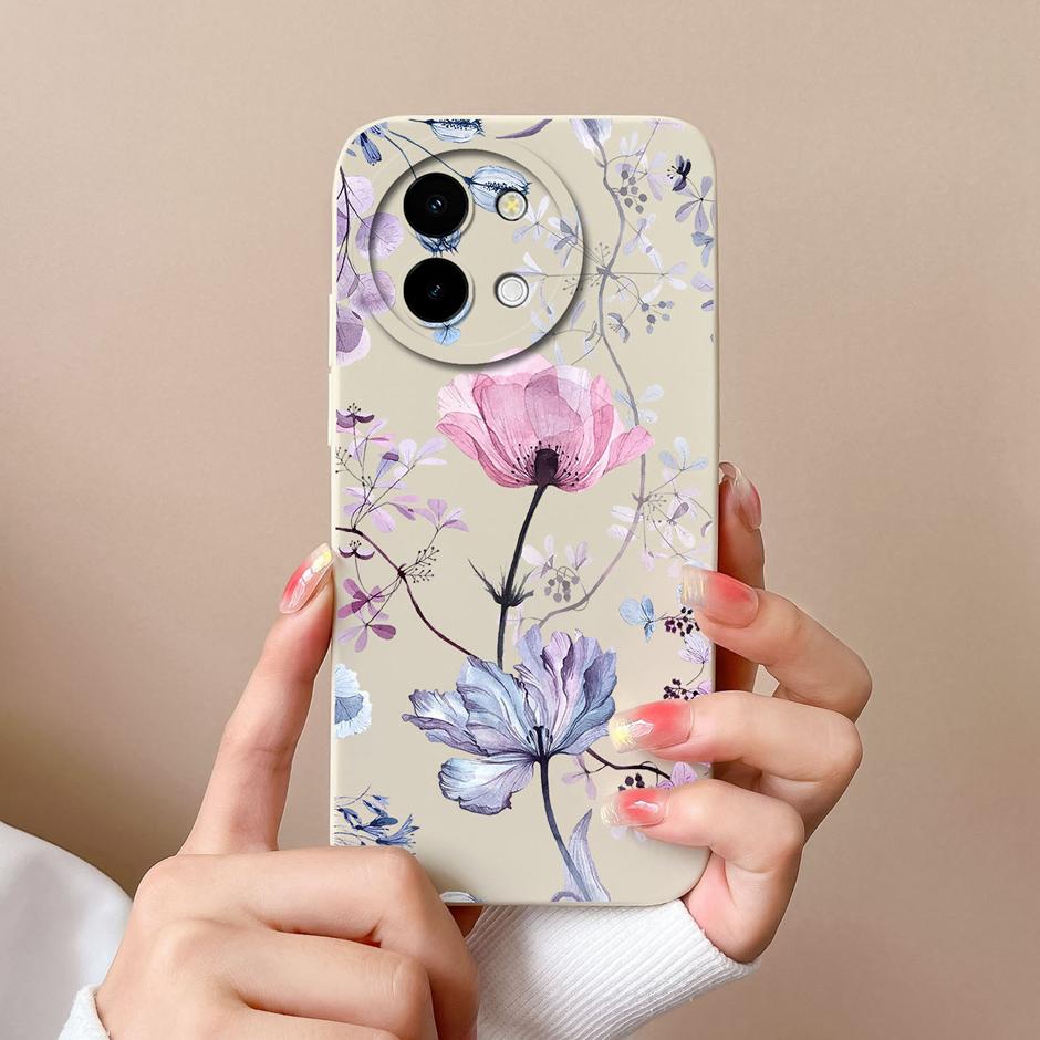 For Vivo Y38 5G Cases Love Heart Flowers Liquid Silicone TPU Shockproof Cover For VivoY200i VivoT3x Prevalent Coque Funda Shell
