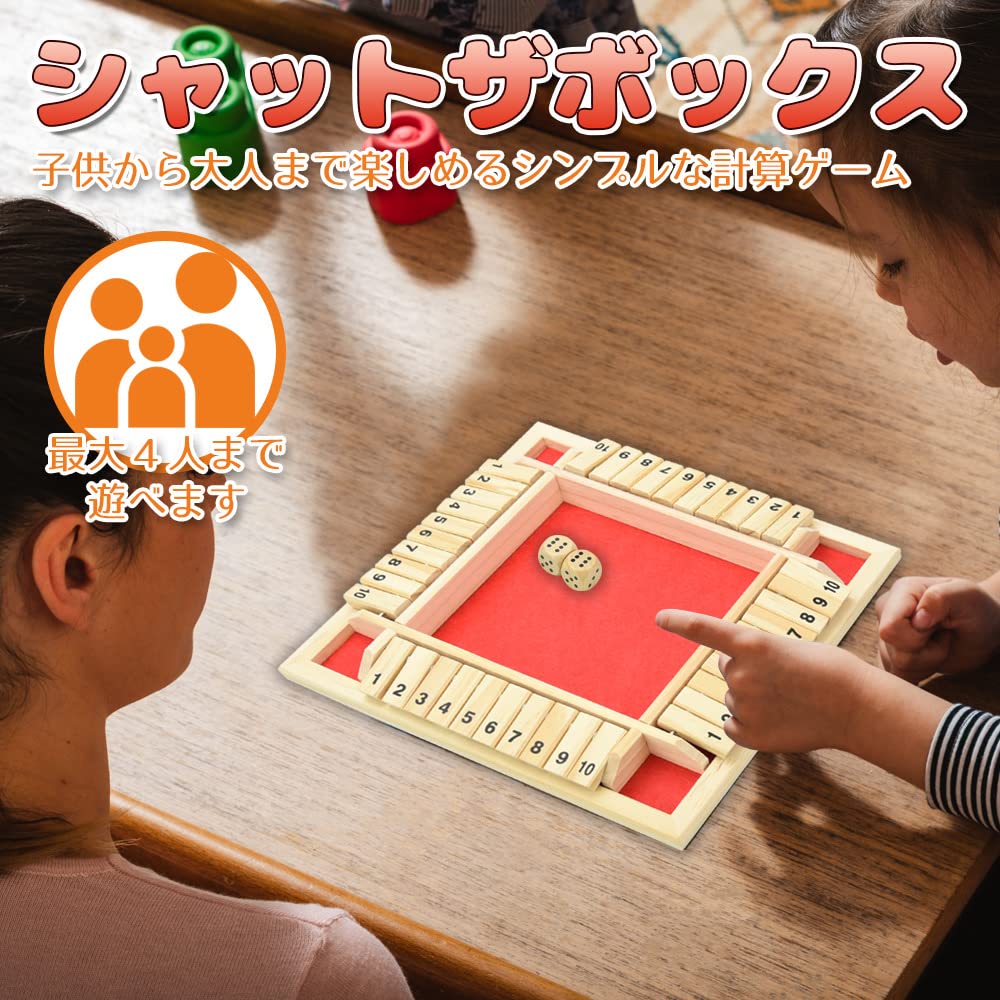 Shut the Box Number Board Game Everyone Can Play Pub Game Exciting Wooden (Red)