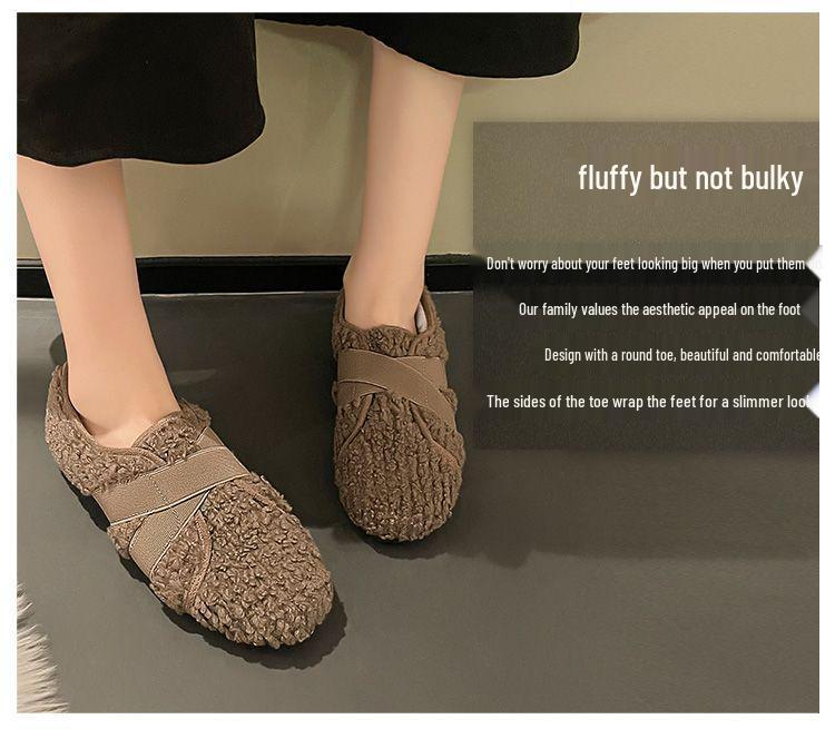 New 2025 Women's Fleece-Lined Beanies & Soft Sole Non-Slip Furry Shoes for Autumn-Winter Outdoor Wear