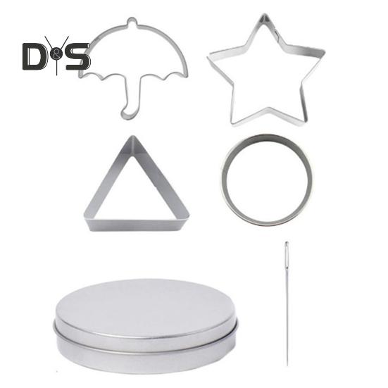 Tagliabiscotti in acciaio inossidabile Stampi per biscotti Strumenti per la fabbricazione di caramelle di zucchero coreane Kit per giochi di zucchero a forma di calamaro Stampi per dolci da festa Ombrello Triangolo Stella