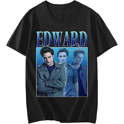 Edward Cullen T-Shirt Cotton Hold On Tight Twilight Saga Robert Pattinson T-Shirts Men Tee Shirt Tops Black