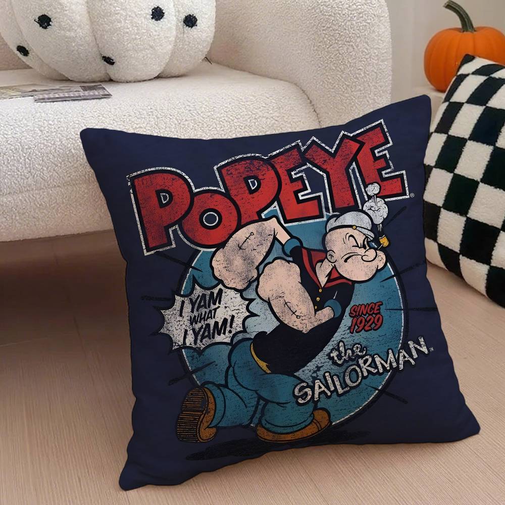 Classic Anime P-Popeye Pillow Case Anti-Dustmite Pillowcase Invisible Zipper Silky Short Plush Sofa Cushion Cover