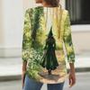 Women's Casual Halloween Print Neck 3/4 Sleeve T-Shirt Top