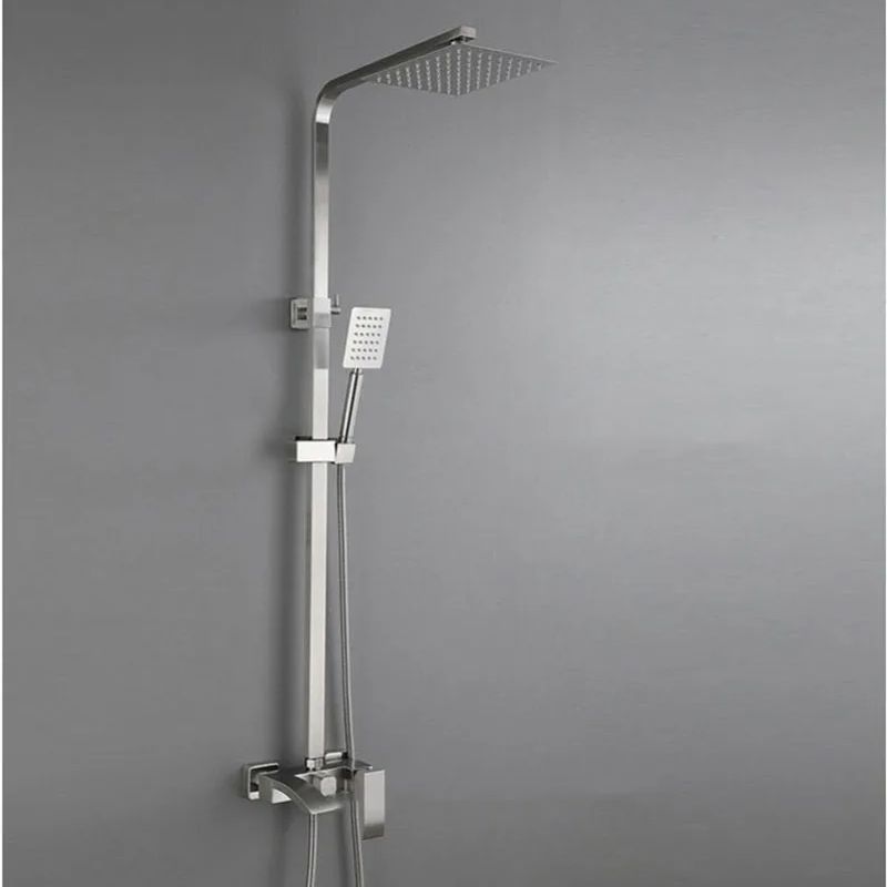 Stal Nierdzewna 304 Łazienkowa Słuchawka Prysznicowa Bateria Ścienna Zestaw Baterii Prysznicowej Ciepłej i Zimnej Ręczna Słuchawka Nikiel