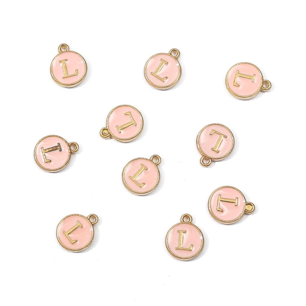 10Pcs 12x2.5mm Alphabet Double Face Charms Pendant Beads for Jewelry DIY Findings