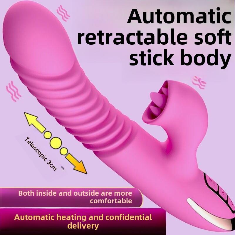 Honey Tongue Cyclone Fully Automatic Telescopic Heated Vibrator Female Electric Masturbator Erotic Sex Toys