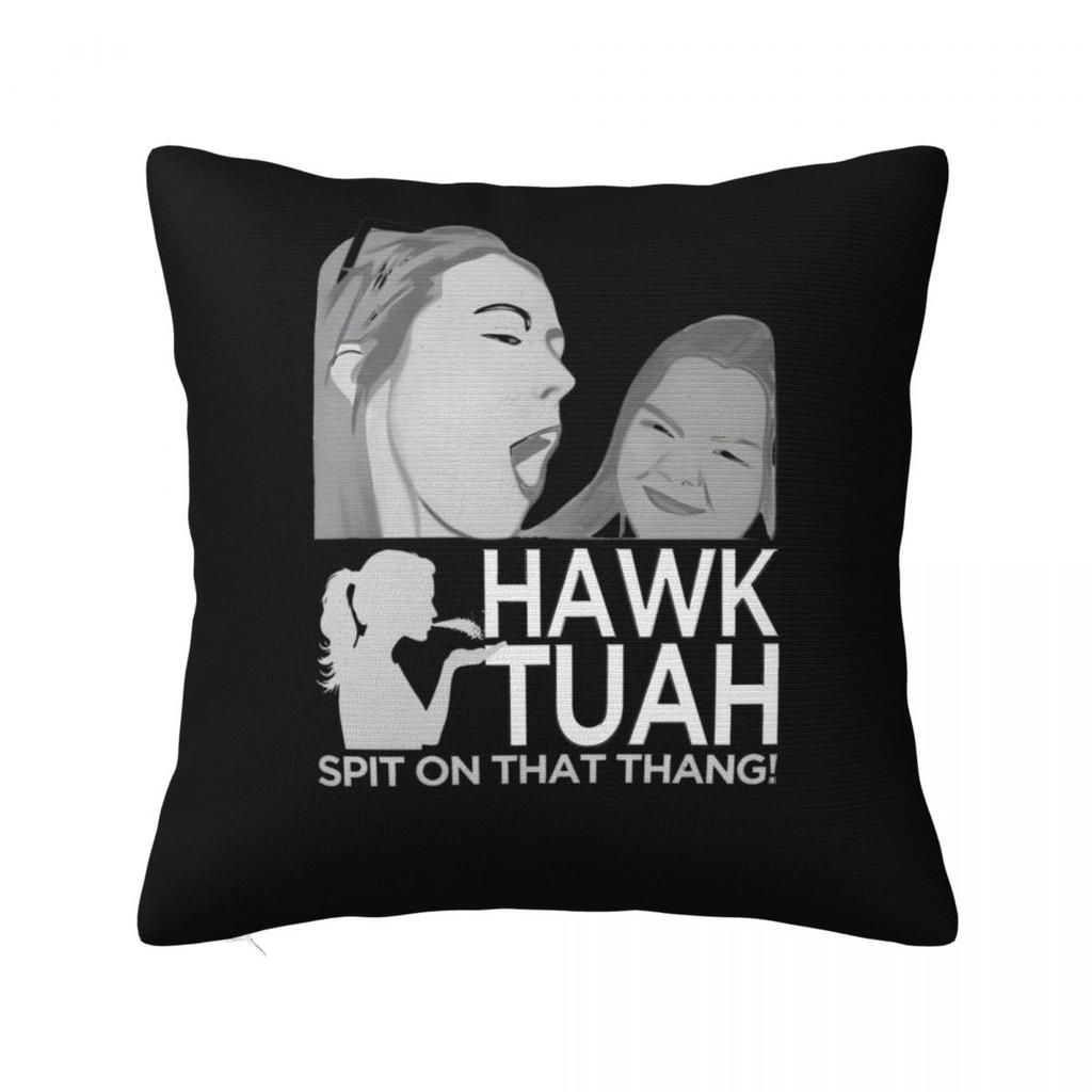 Hawk Tuah Spuug Op Dat Ding 2024 Kussensloop Grappige Meme Kussenhoezen Mode Rits Decor Kussenhoes voor Huis 45x45cm