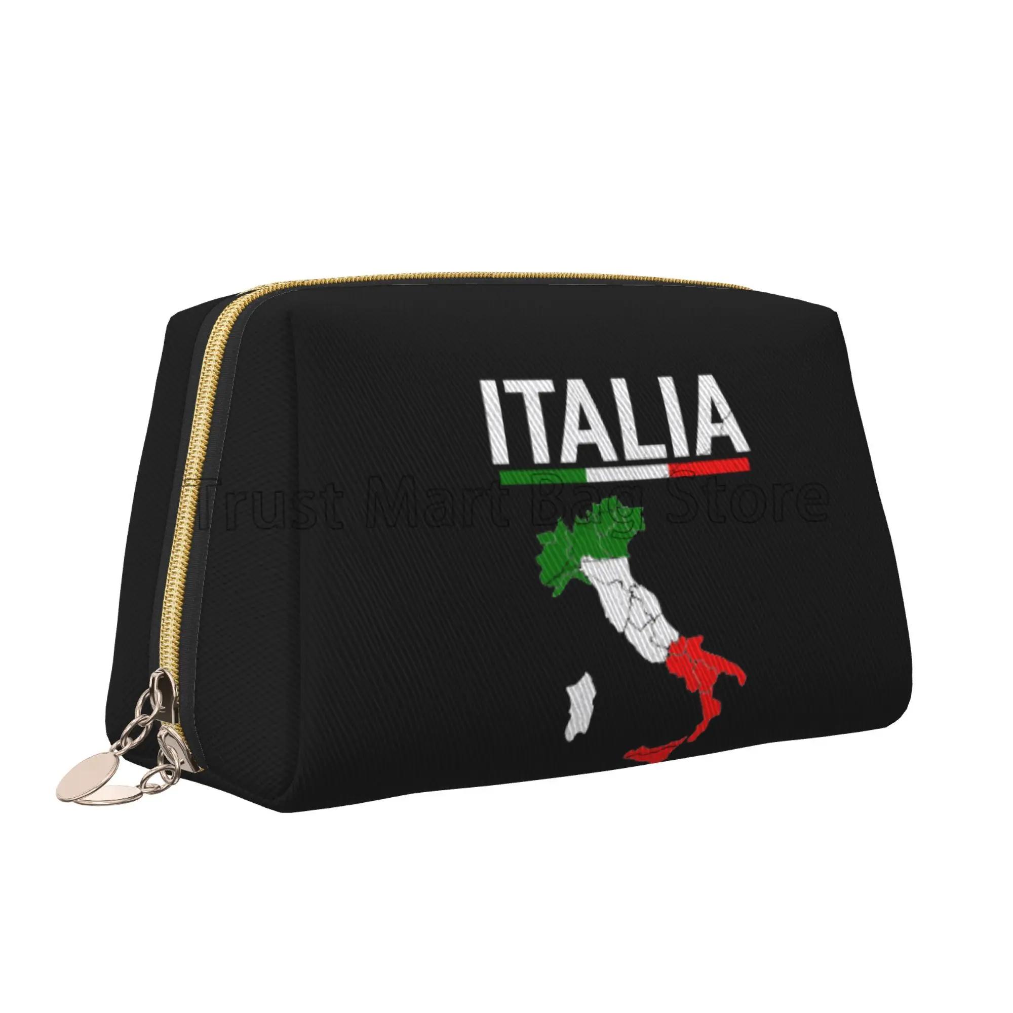 

Italian Flag Pattern Makeup Bag Leather Travel Cosmetic Bag Women Large Capacity Waterproof Toiletry Bag Makeup Organizer Gift