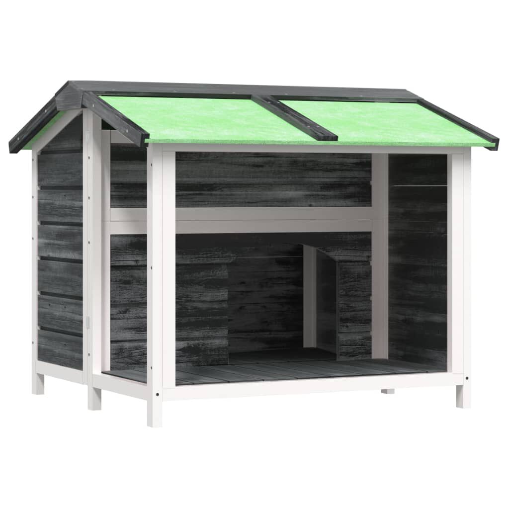 vidaXL Hundehütte Grau 96x87x80,5 cm Massives Kiefernholz