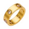 "Trendy European-American Titanium Steel Couple Ring with Diamond Accents"
