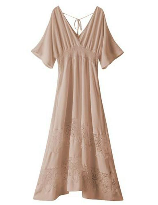 Elegant French Fashion V-Neck Lace Dress: Sexy, Waist-Cinching, Slim-Fit, Ruffled Long Skirt