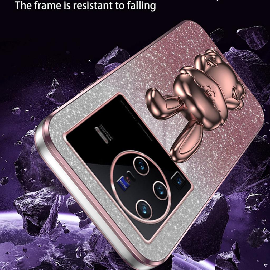 For vivo X80 Pro 5G Cartoon Rabbit Kickstand Cover PC+TPU Cell Phone Cases