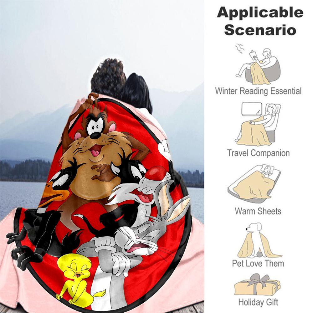1pc Cartoon charactersOutdoor Flannel Blanket Soft Plush Decor for Picnics, camping,Bedroom, Playroom, or Lunch Breakn1215A