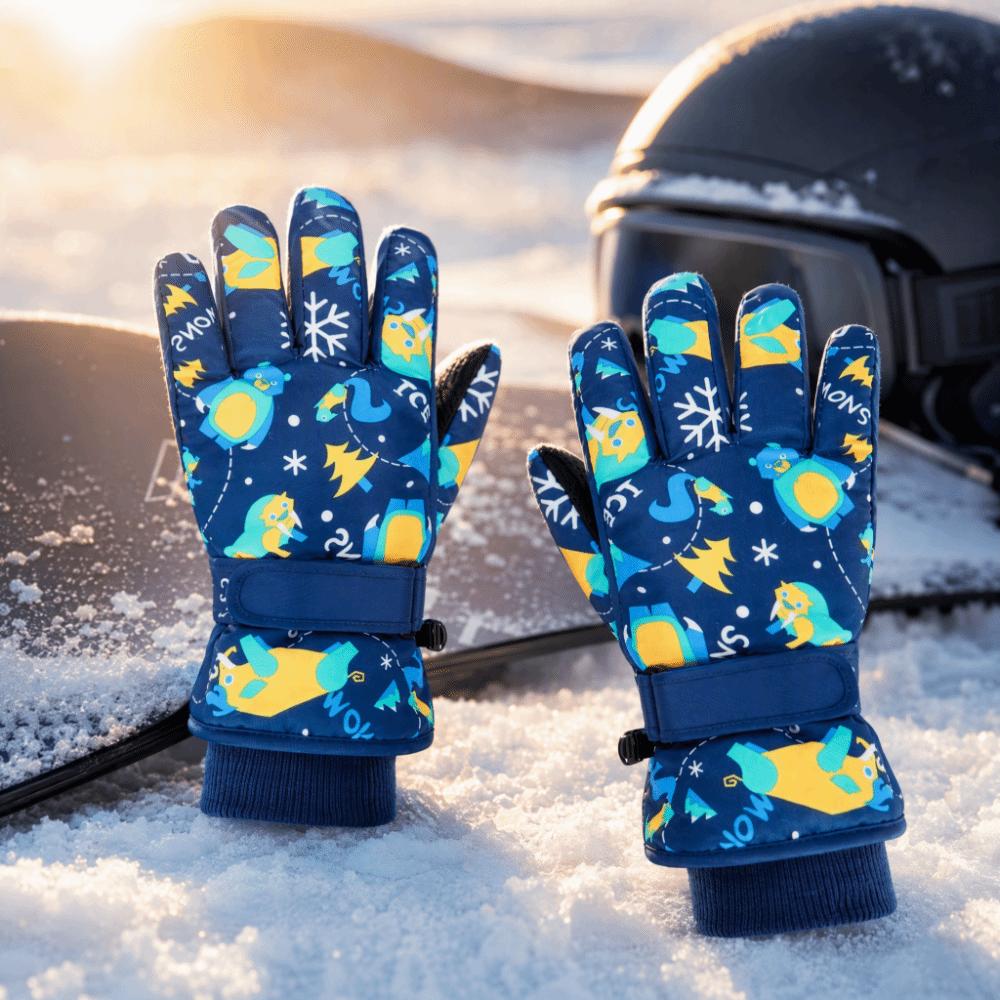Thicken Winter Snowboard Gloves Cartoon Kids Gloves Breathable Warm Gloves Outdoor