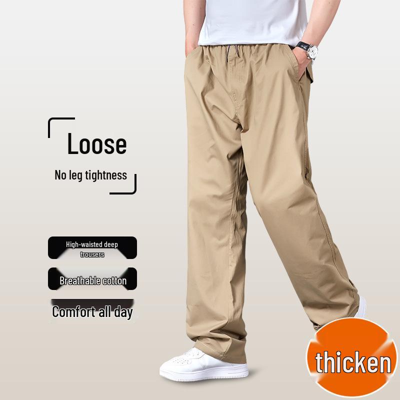 

Men s Autumn/Winter Thick Casual Cotton Trousers - Loose-Fit, Multi-Pocket, Large-Size Overalls 5XL: 210-220 lbs