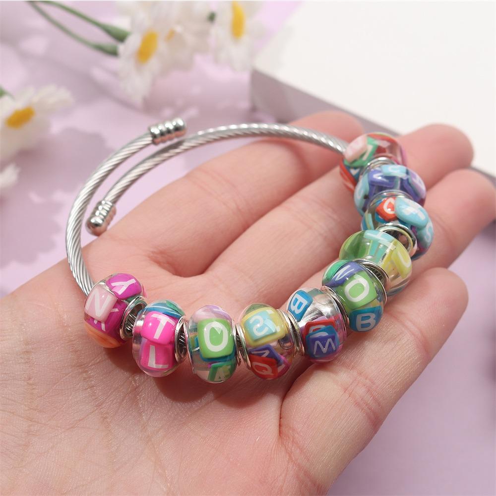 30/50/100pcs Letter Large Hole Beads European Craftsmanship Beads Large Hole Interval Beads DIY Jewelry Bracelet Necklace Earrings Jewelry Making