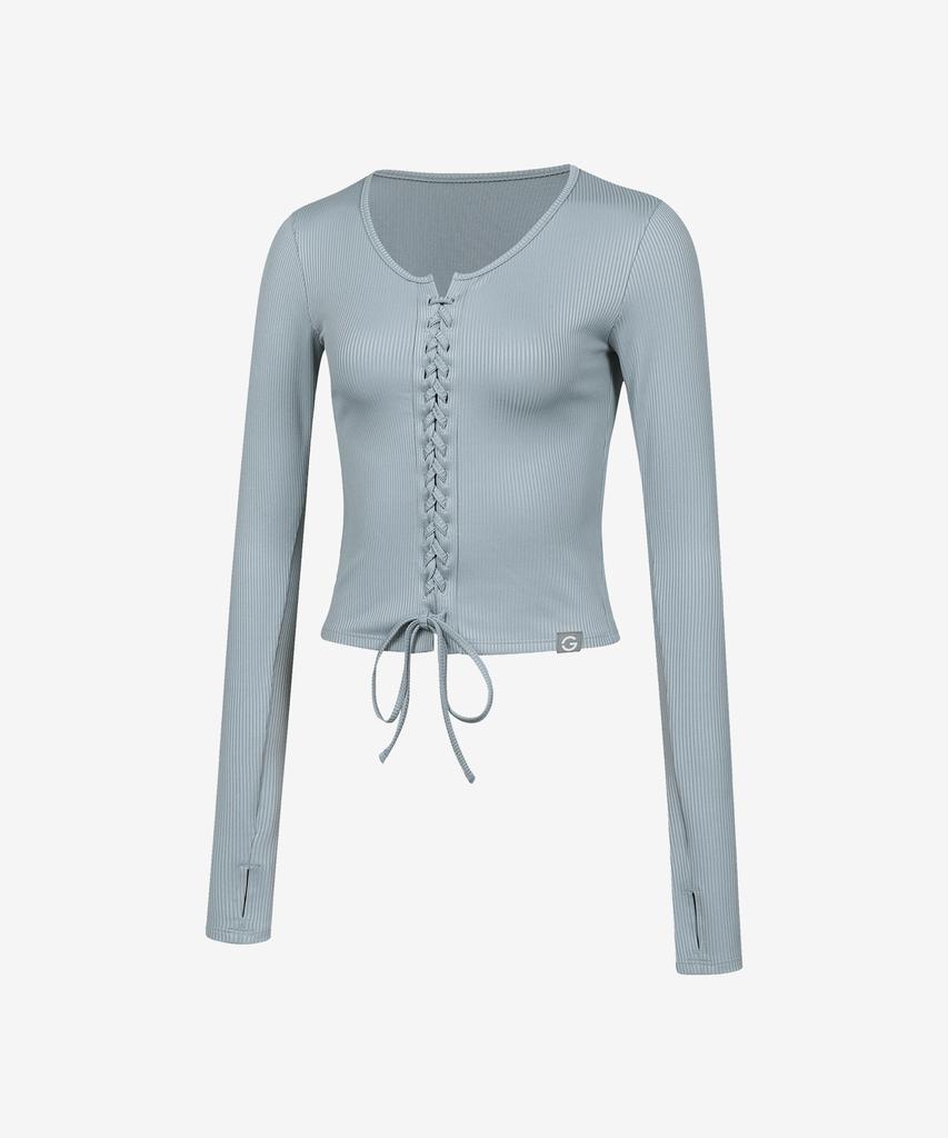 GRANDE LINE El-Touch Rib Corset Crop Long Sleeve_5 Colors