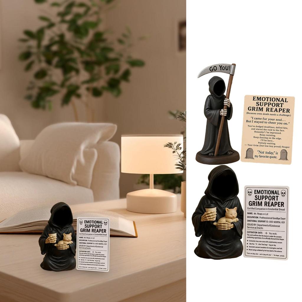 Halloween Gothic Black Death Statue DeathThemed Sculpture for Desk Horror Desktop Decoration Resin Grim Statue Craftsmanship