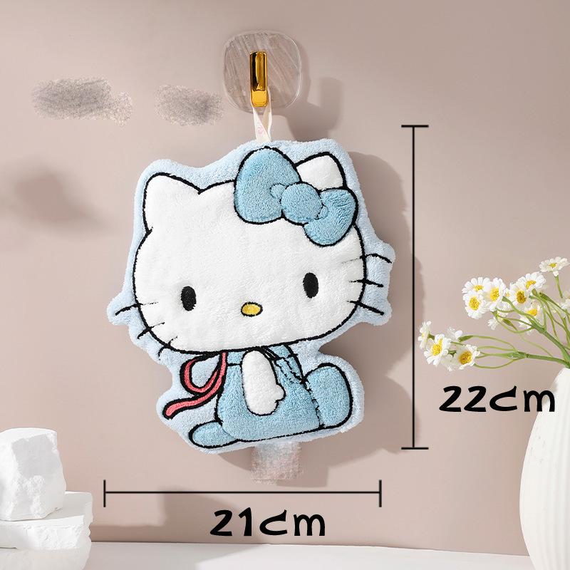 Coral fleece cat hand towel cartoon cute double-layer thickened water-absorbing soft coral fleece children s hand towel