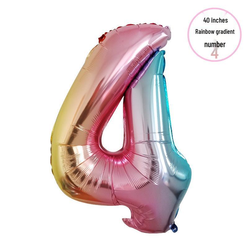 40" Rainbow Gradient Aluminum Foil Number Balloon Birthday Decoration Ornaments for Kids, Helium-Compatible