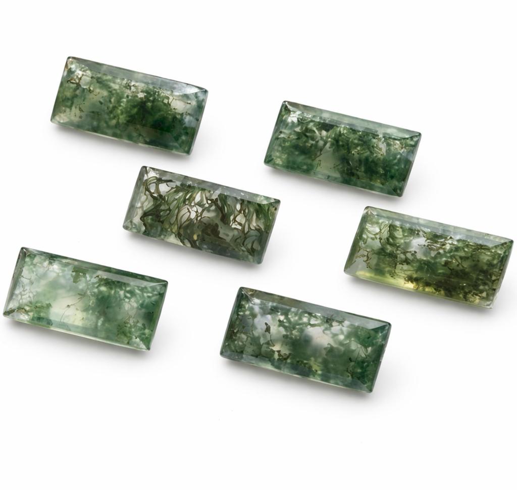 Moss Agate Big Rectangle Faceted Cut Calibrated Gemstone, Green Moss Agate Loose Stone for Jewelry Making
