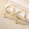 Ethnic Gold Color Metal Geometry Carving Petal Earrings Vintage Hollow Spiral Dangle Earrings for Women Jewelry