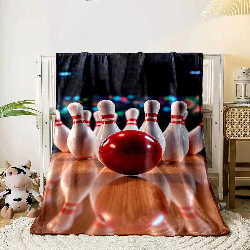 Bowling Pins and Striking Ball Design Blanket Flannel blanket for bedroom, living room, sofa, and nap sofas.