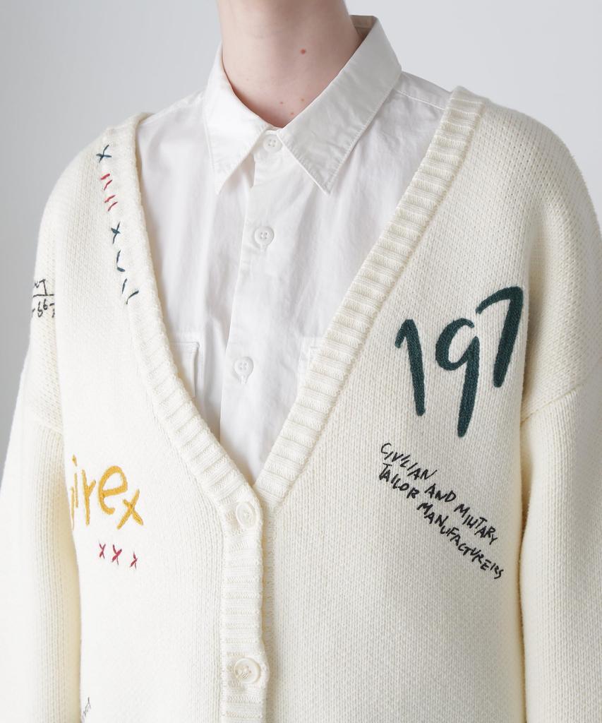 AVIREX HAND EMBROIDERY KNIT CARDIGAN Women's F 033 Off white 783-4241601