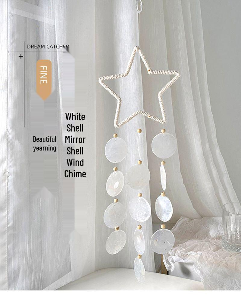 Seashell Wind Chime & Dream Catcher Pendant - Handmade Heart Ornament for Indoor Room Decor