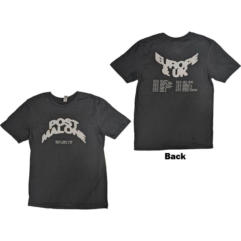 Post Malone Curved Logo 2023 Tour Dates T-Shirt Black New XXXL