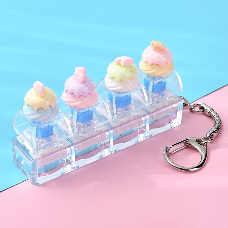 Cartoon Bread Button Squeeze Toy Keychain: Stress Relief and Distraction Gadget
