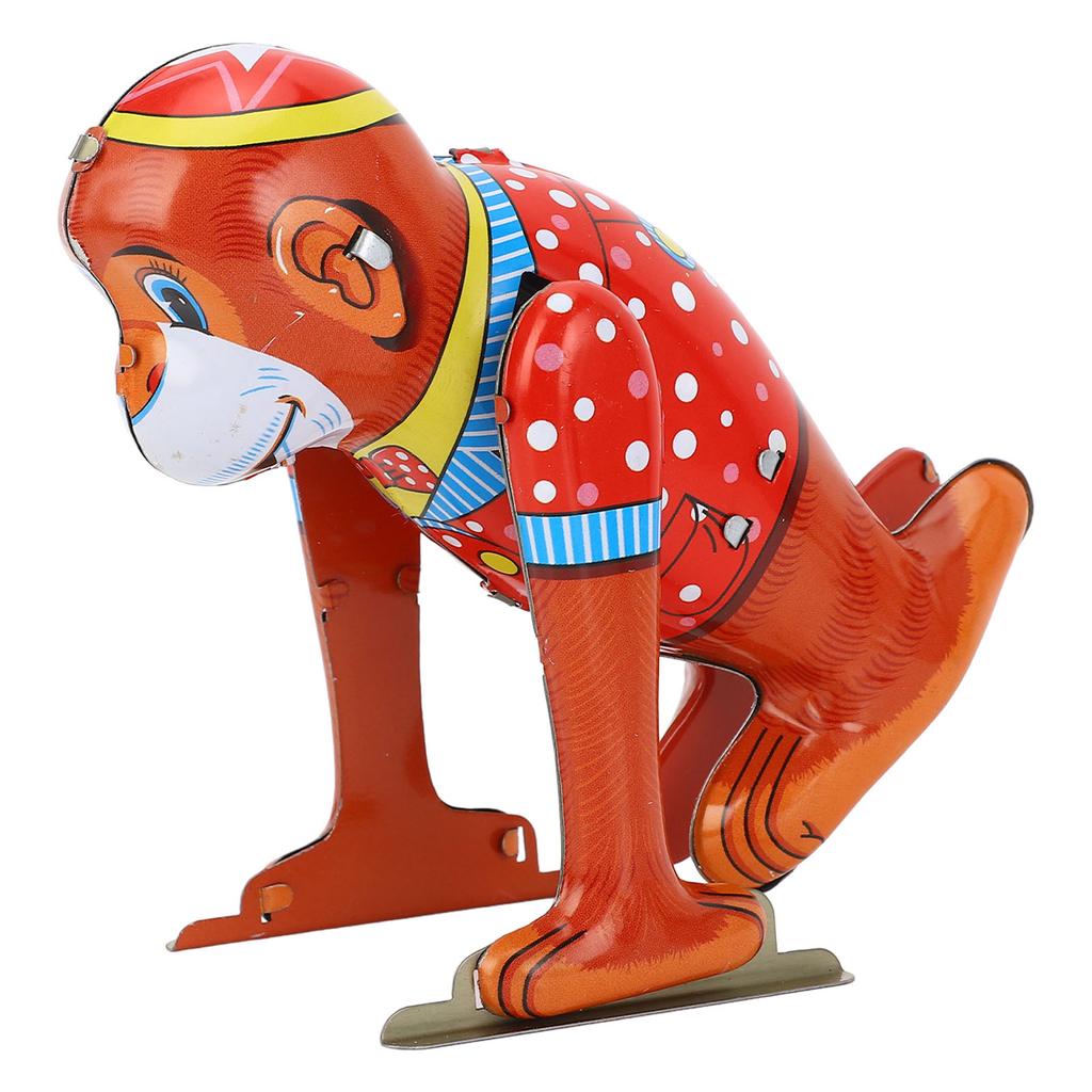Retro Clockwork Tin Toy Handmade Fine Workmanship Wind Up Tumble Monkey for Collection Present
