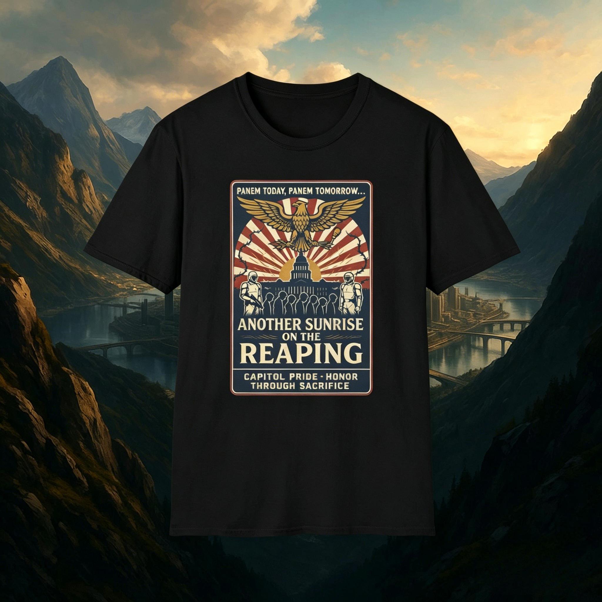 Hunger Games Sunrise on The Reaping Tshirt Panem Capitol Propaganda Graphic Tee Unisex WOMEN Casual Tops S