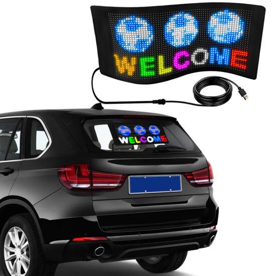 Flexible LED Car Screen Bluetooth App Control 16x64 Matrix Custom Text Pattern Programmable Advertising LED Sign USB 5V 