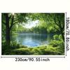 2D Summer Nature Tapestry Peaceful Lake View with Lush Forest Wall Decor