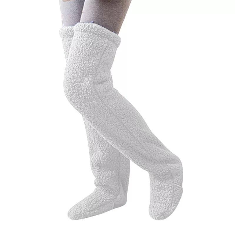 High Sock Knee Slipper Plush Cozy Fuzzy Socks Women Warm Soft Fluffy Thick Gift