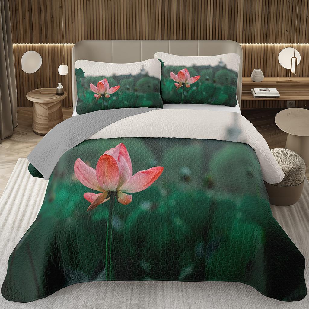 Purple Lavender Bedspread Set Botanical Floral Coverlet Twin Queen Garden Flower Quilted Bedding Set For Girls Women Bedroom