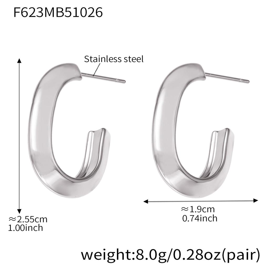 Minimalistische C-förmige Ohrstecker aus Edelstahl 18 Karat vergoldet zweifarbig Creolen Ohrstecker zierlicher Schmuck für Frauen