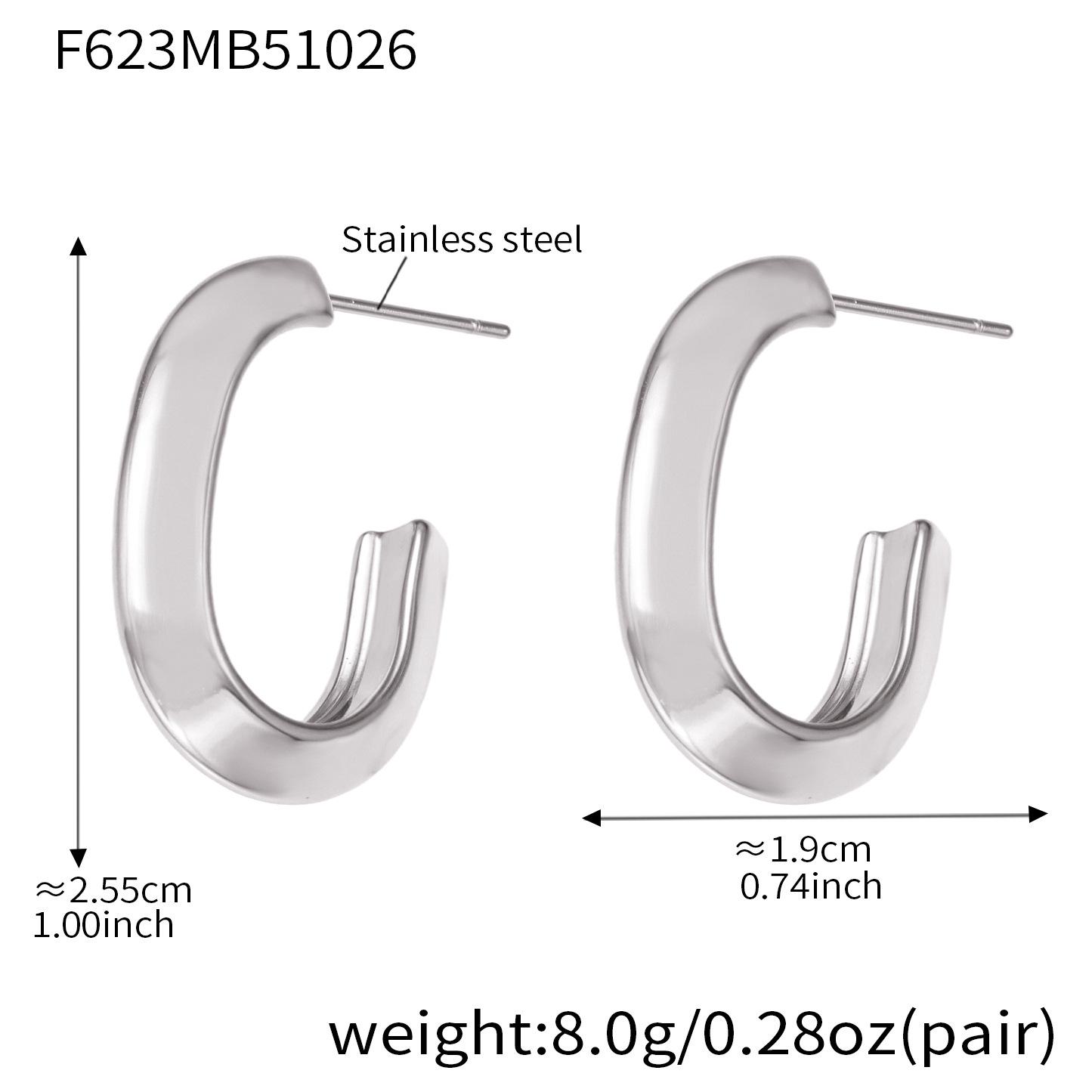 

Minimalist C Shaped Stud Earrings In Stainless Steel 18k Gold Plated Two Tone Hoop Earring Ear Studs Dainty Jewelry for Women срібний